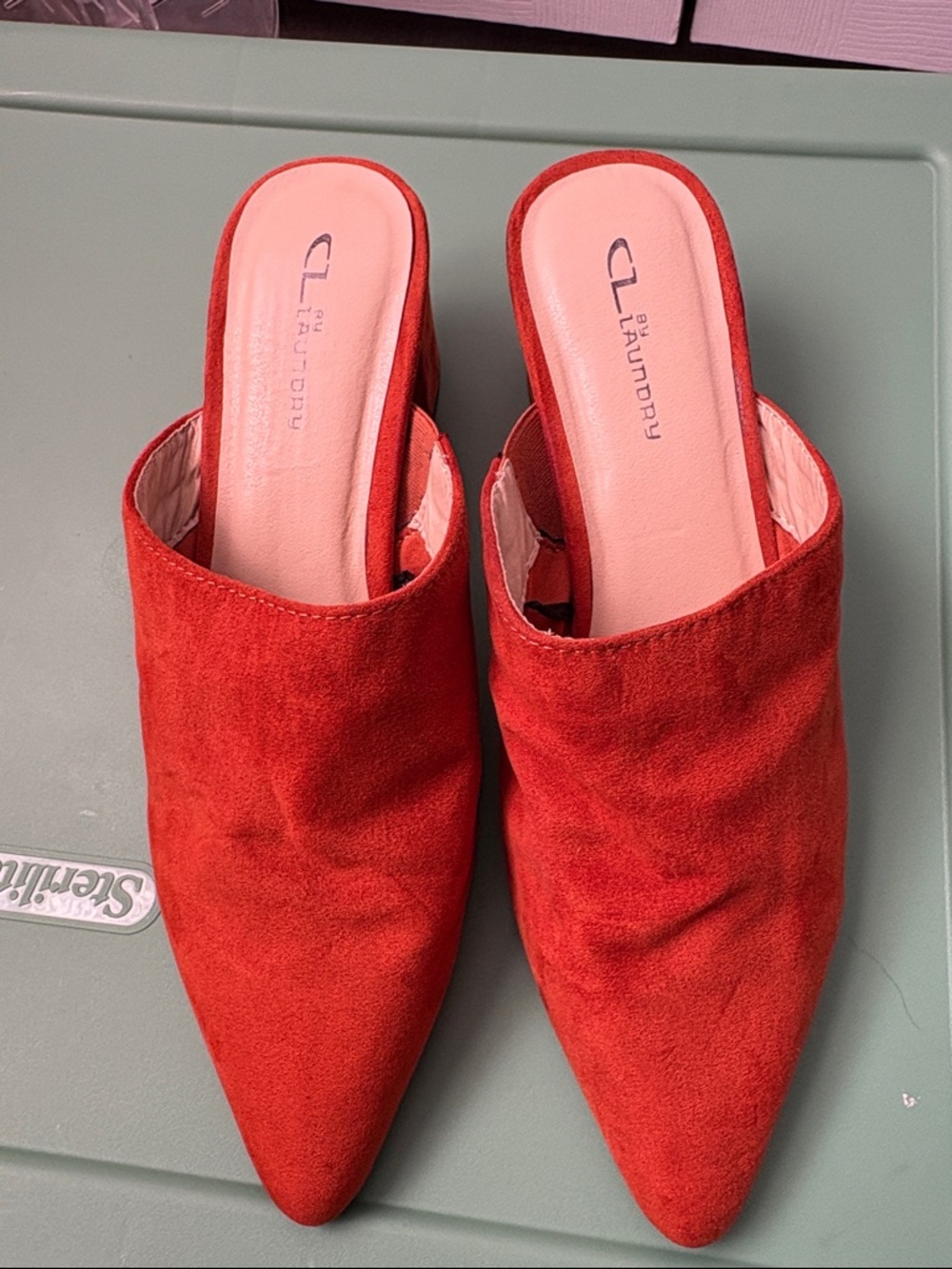 CL by Laundry Burnt Orange Suede Pointed Slip-On Mules